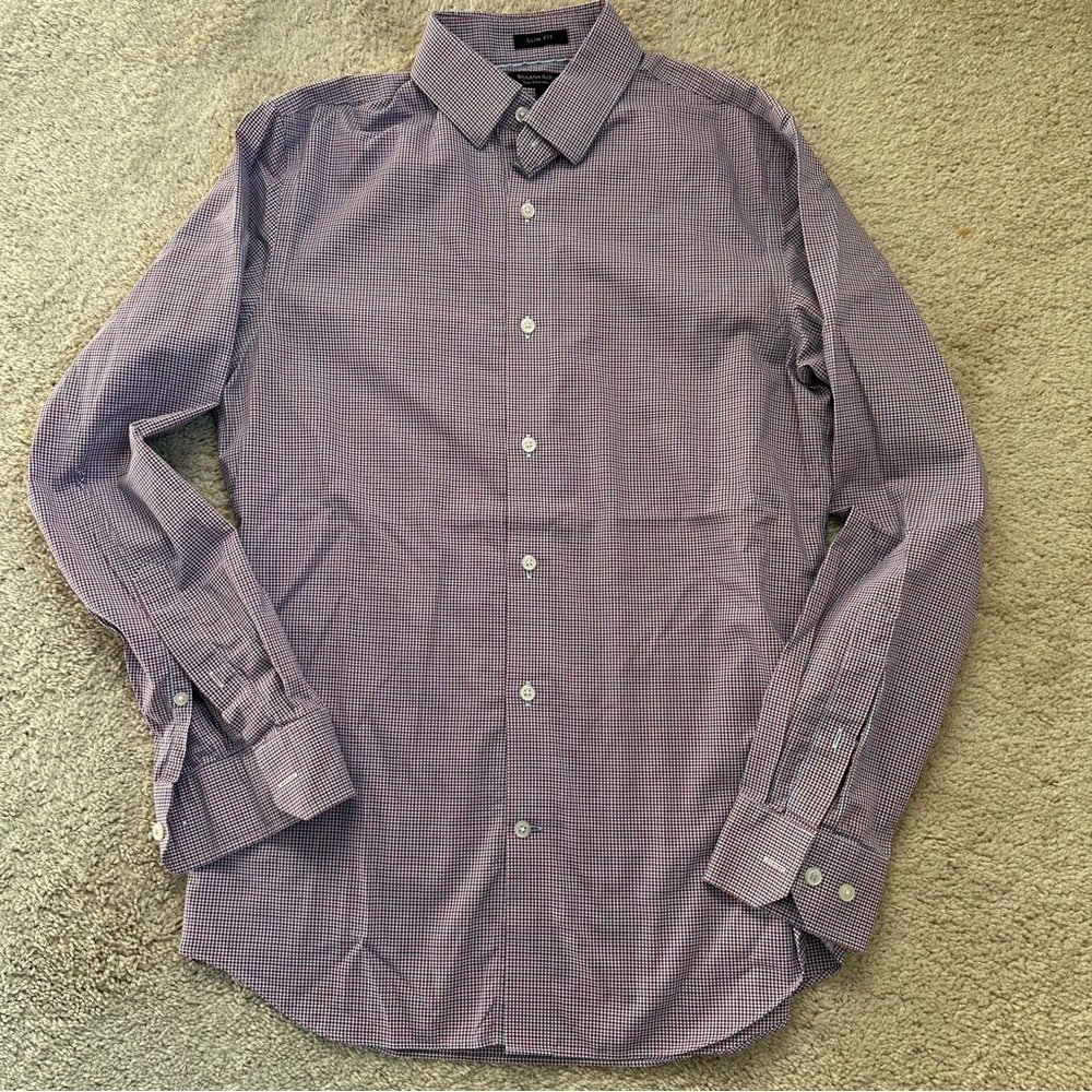 Banana Republic Men's Button-Down Plaid Dress Shirt Size S Office Preppy Classic